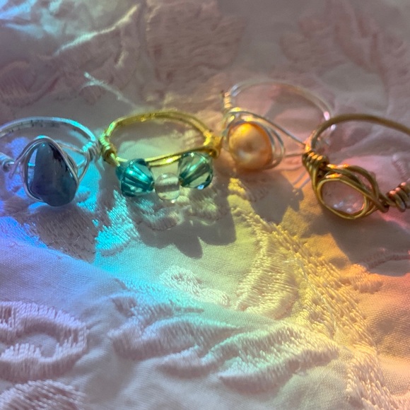 handmade three crystal wire rings! - Picture 2 of 3